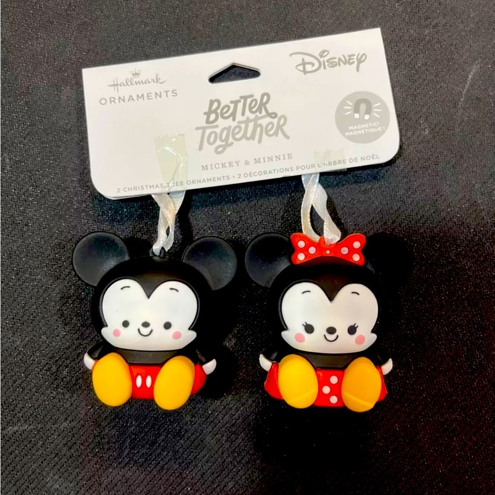NEW Hallmark Better Together Disney Mickey & Minnie Magnetic Set of 2 Ornaments